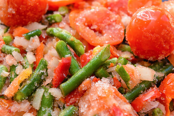 Frozen vegetables as background, closeup
