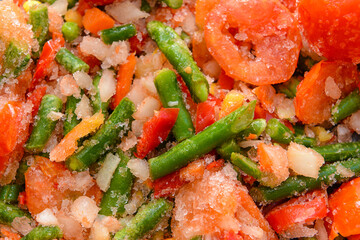 Frozen vegetables as background, closeup