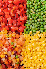 Frozen vegetables as background, closeup