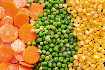 Frozen vegetables as background, closeup