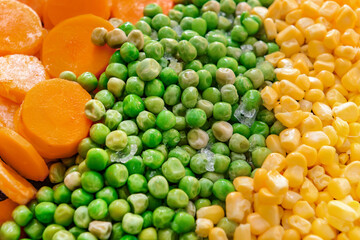 Frozen vegetables as background, closeup