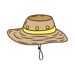 camping safary hat accessory line and fill style icon