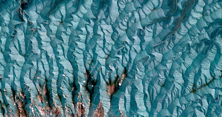 night snow, United States, abstract photography of relief drawings in  fields in the U.S.A. from...