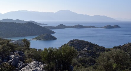 Sea mountain landscape from a bird's eye view