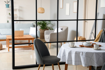 Stylish interior of modern dining room