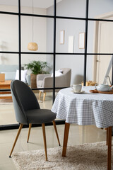 Stylish interior of modern dining room