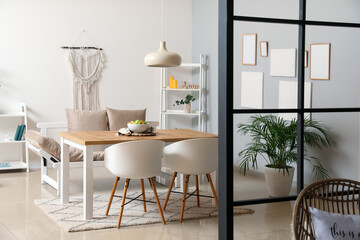 Stylish interior of modern dining room