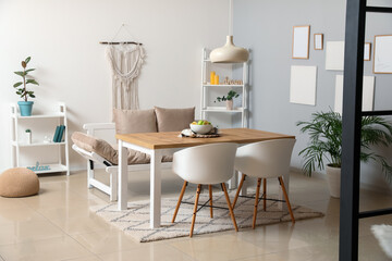 Stylish interior of modern dining room