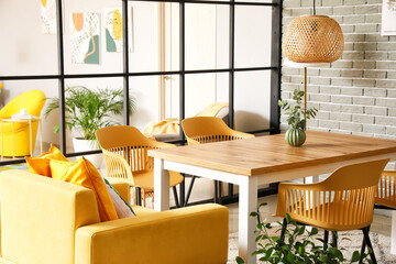 Stylish interior of modern dining room