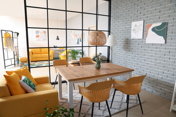 Stylish interior of modern dining room