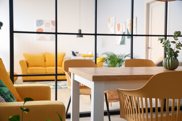Stylish interior of modern dining room