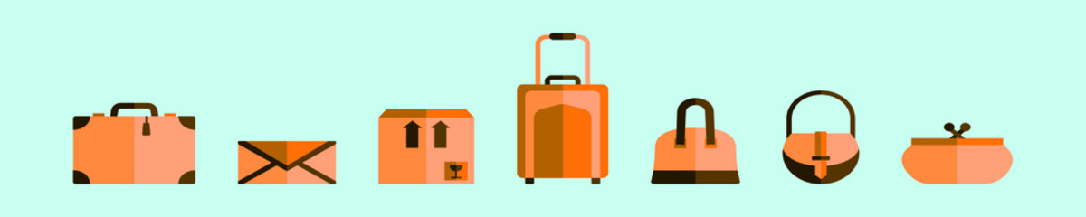 set of case cartoon icon design template with various models. vector illustration isolated on blue background