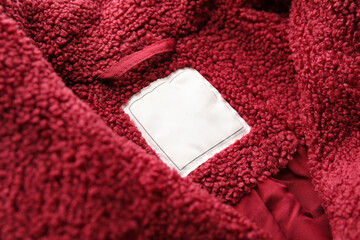 Closeup view of label on clothes