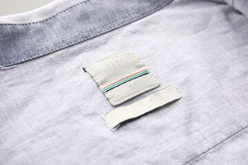 Closeup view of label on clothes