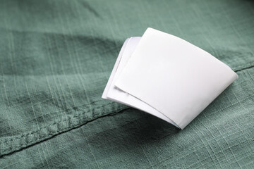 Closeup view of label on clothes