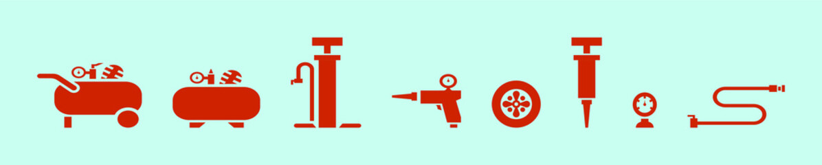 set of air pump cartoon icon design template with various models. vector illustration isolated on blue background