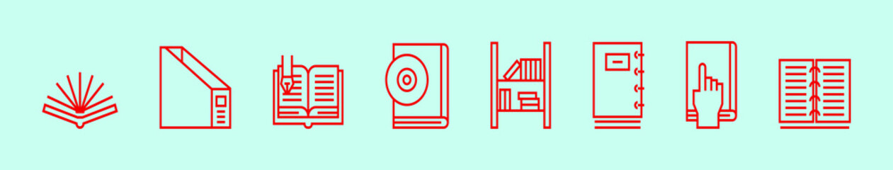 set of book cartoon icon design template with various models. vector illustration isolated on blue background
