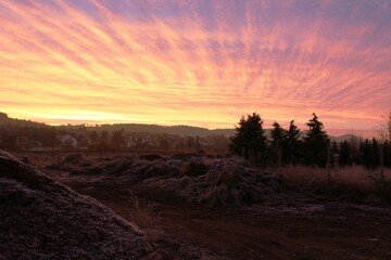 kalter Sonnenaufgang Weinheim Waid