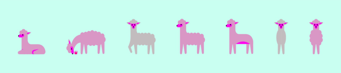 set of alpaca cartoon icon design template with various models. vector illustration isolated on blue background