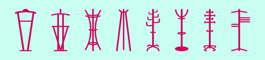 set of coat stand cartoon icon design template with various models. vector illustration isolated on blue background