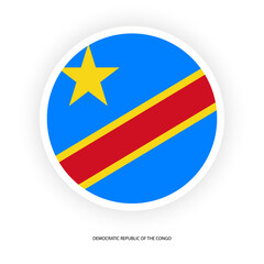 Democratic Republic of the Congo circle flag icon isolated on white background. 