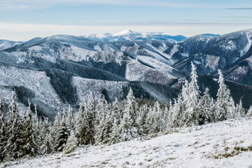 Fototapeta na wymiar Snowy landscape, Low Tatras mountains, Slovakia, winter scene