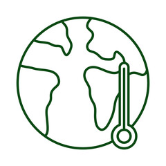 world planet earth with thermometer ecology line icon