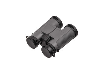 Modern binoculars isolate on a white back. Long-distance observation device.