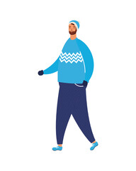 young man bearded wearing winter clothes character