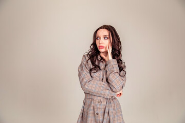 businesswoman isolated over gray white background