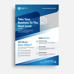 Corporate business flyer poster pamphlet brochure cover template design with blue color on a4 paper size.