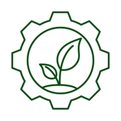 tree plant in gear ecology line icon