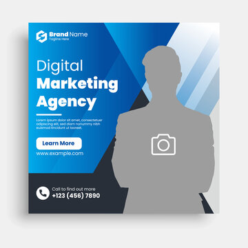 Marketing Agency Social Media Post Template, Editable Social Media Banner Template