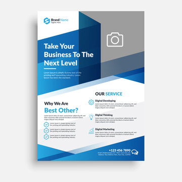 Corporate business flyer poster pamphlet brochure cover template design with blue color on a4 paper size.