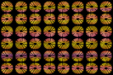 Wall of African batiks, cotton, seamless, multi-colored, photo  