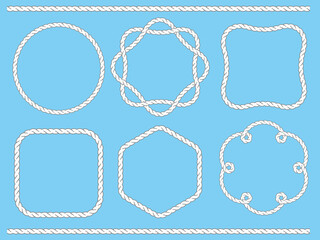 白いロープ 縄のフレームセット Rope frame