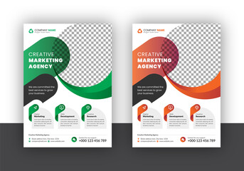 Modern multipurpose creative corporate business agency marketing flyer and brochure cover page design in a4 size paper sheet with creative shape in a minimal template with clean and modern typography.