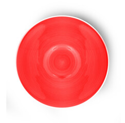 empty red plate on white background