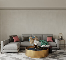 living room interior, 3d render