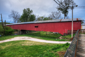 View of Mansfield Covered Bridge in Indiana, United States