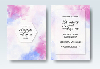 Wedding invitation with abstract splash watercolor