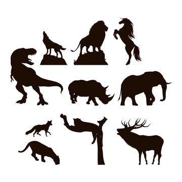 wild animals fauna silhouettes icons
