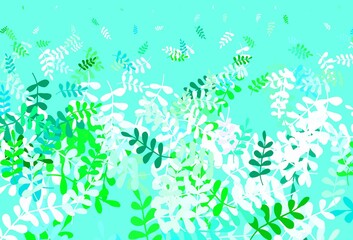 Fototapeta na wymiar Light Blue, Green vector doodle template with leaves.