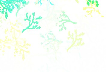 Light Blue, Green vector doodle backdrop with sakura.