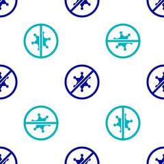 Blue Protest icon isolated seamless pattern on white background. Meeting, protester, picket, speech, banner, protest placard, petition, leader, leaflet. Vector.
