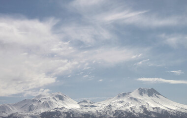 Fototapeta na wymiar Hasan Mountain on Spring with Snow