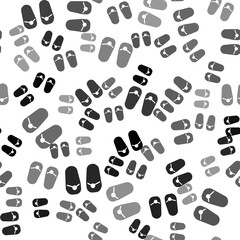 Black Flip flops icon isolated seamless pattern on white background. Beach slippers sign. Vector.
