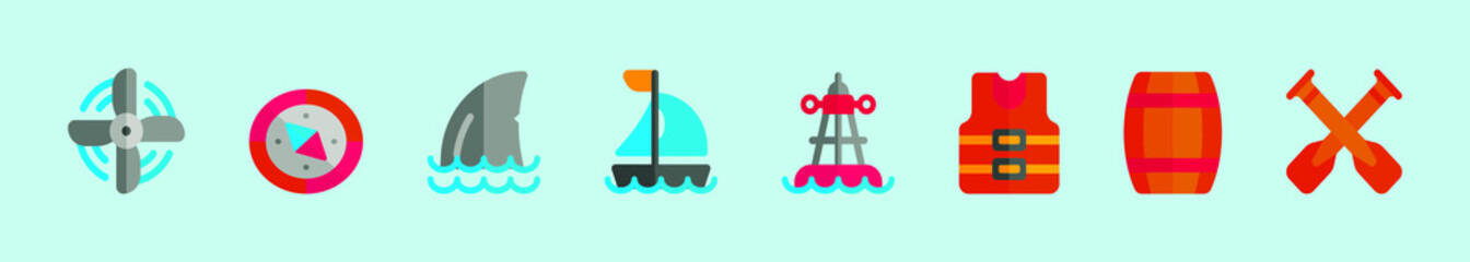 set of harbour cartoon icon design template with various models. vector illustration isolated on blue background