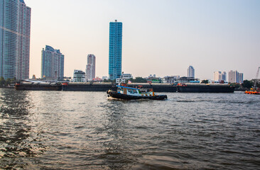 Fototapeta premium Bangkok Thailand Southeast Asia Traveling on the Chao Phraya River as part of an educational tour