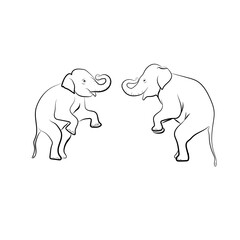 elephant Asian Stand Up graphics design vector Illustration outline